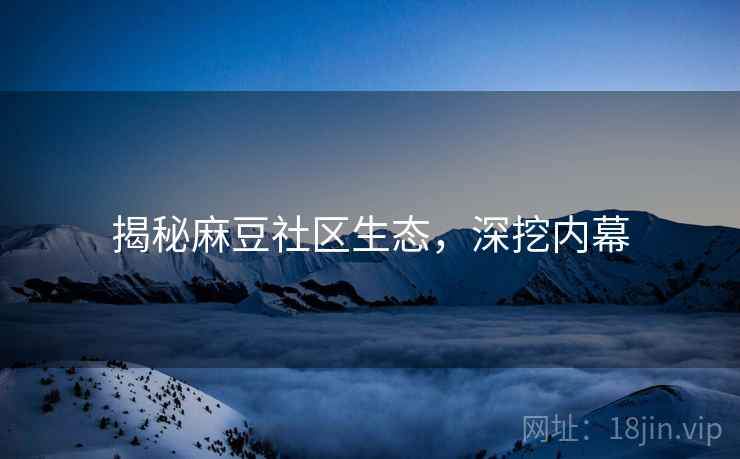 揭秘麻豆社区生态，深挖内幕